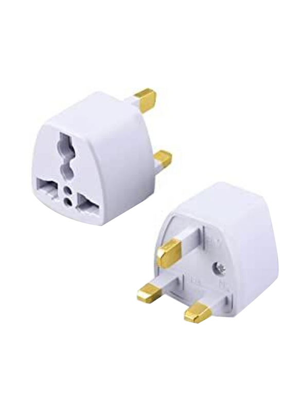 Universal Power Plug 3 Pin Travel Adapter, White