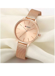 Curren Simple Quartz Analog Watch for Women with Stainless Steel Band, Water Resistant, Gold