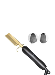 Arabest Electric Hot Comb Flat Iron Hair Straightening Brush, Gold/Black