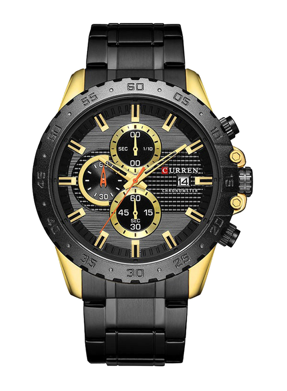 

Curren Analog Watch for Men with Stainless Steel Band, Water Resistant and Chronograph, J3946G-B-KM, Black