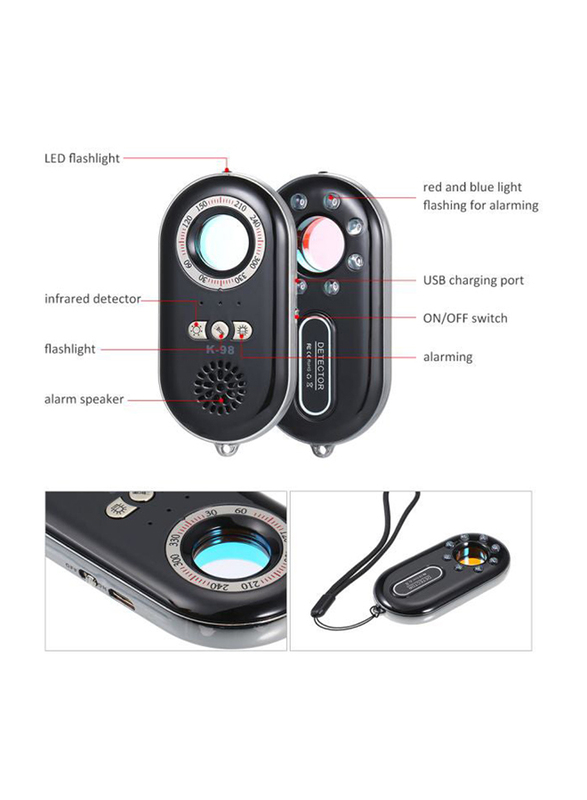 Portable Hidden Camera Detector, Black/Silver