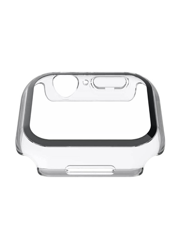 Soft Silicone Bumper Case with Built-In Tempered Glass Screen Protector for Apple Watch 42/44mm, Clear/Black