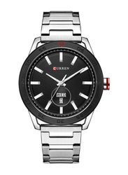 Curren Analog Watch for Men with Stainless Steel Band, Water Resistant, 8331, Silver-Black