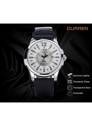 Curren Analog Wrist Watch for Men with Leather Band, Water Resistant, Watch006, Black