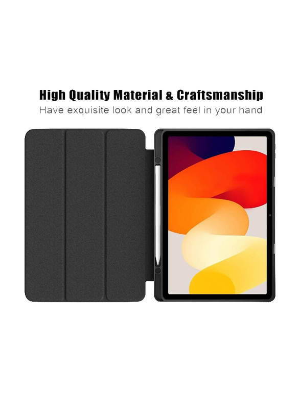 Hyx Xiaomi Redmi Pad SE 11 inch Released 2023 Tri fold Slim Lightweight Hard Shell Tablet Back Case Cover, Black