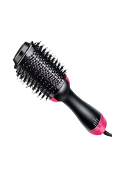 3-In-1 Rechargeable Automatic Hair Brush, Black/Pink