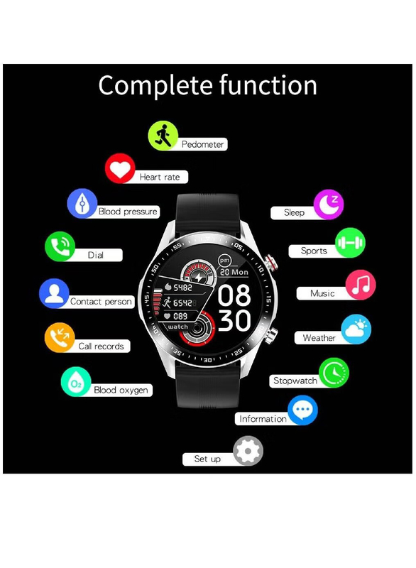 Full Touch Screen Fitness Trackers with Smart Reminder Heart Rate Sleep Monitor Bluetooth Smartwatch, Black/Silver