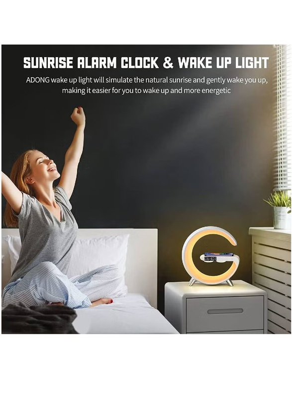 Sound Machine Smart Light Sunrise Alarm Clock with Fast Wireless Charger, Multicolour