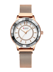 Curren Analog Watch for Women with Metal Band, J4065RW, Rose Gold-White