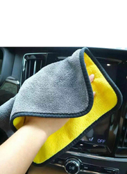 Cleaning Microfiber Car Towel, Yellow/Grey