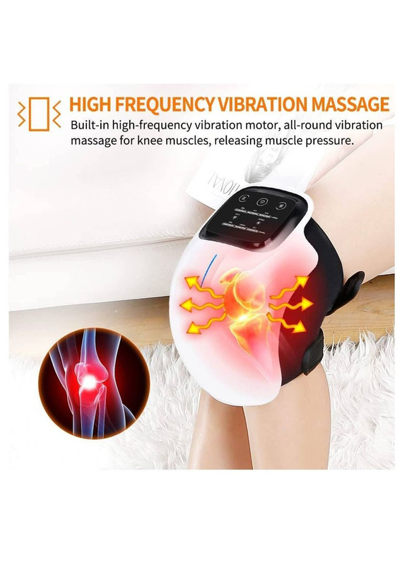 Pain Relief Infrared Heated Vibration Physiotherapy Arthritis Massager Cramps & Joint Warmer Rechargeable LED Display Knee Massager, One Size