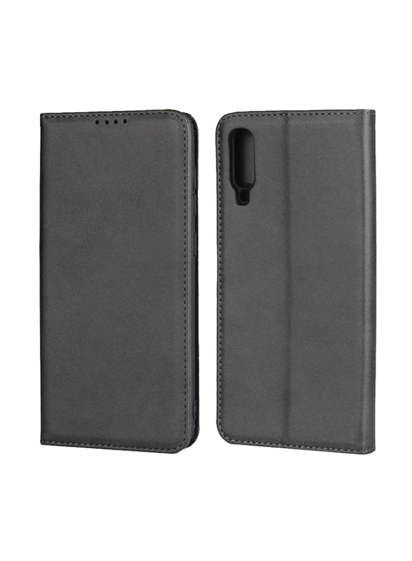 Samsung Galaxy A70 Wallet Leather Mobile Phone Flip Case Cover, Dark Grey