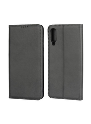 Samsung Galaxy A70 Wallet Leather Mobile Phone Flip Case Cover, Dark Grey