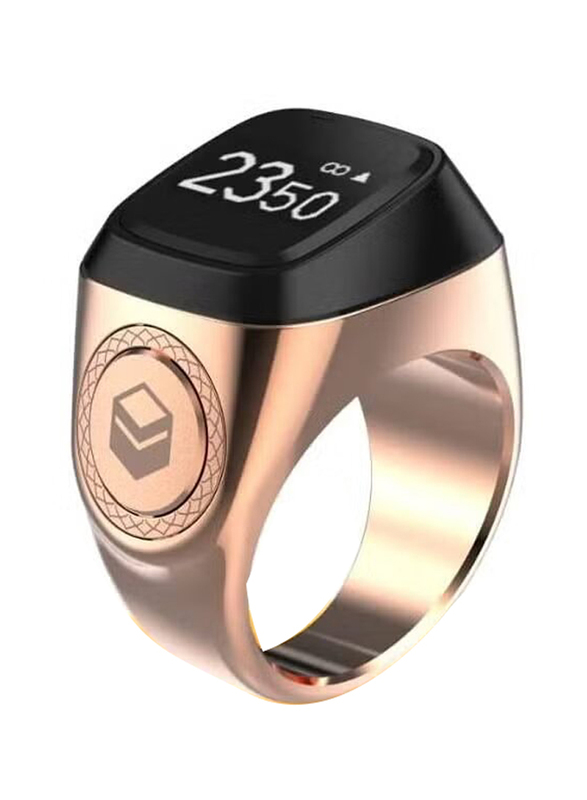 Digital Bluetooth Smart Zikr Tasbih Ring Prayer Reminder with OLED Display, Rose Gold
