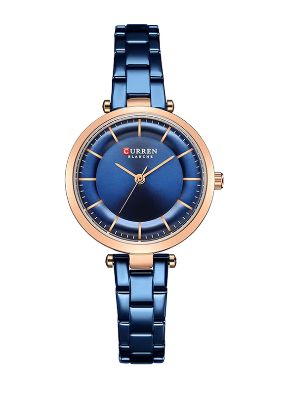 Curren Quartz Analog Wrist Watch for Women with Alloy Band, Water Resistant, J4170RBL-KM, Blue