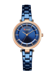 Curren Quartz Analog Wrist Watch for Women with Alloy Band, Water Resistant, J4170RBL-KM, Blue