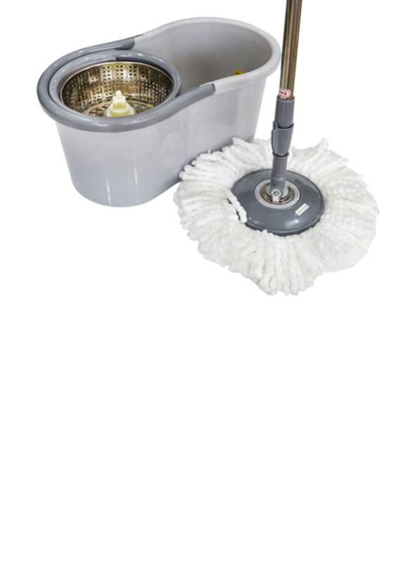 Floret Spin Mop with Stainless Steel Basket, Small, Grey
