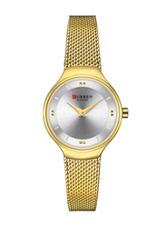 Curren Analog Watch for Women with Stainless Steel Band, Water Resistant, 9028-3, Gold-Silver