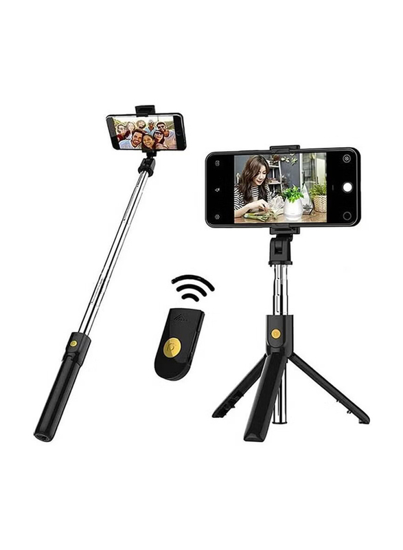 K07 Integrated Tripod Wireless Selfie Stick for Smart Phone, Black