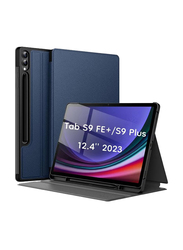 Samsung Galaxy Tab S9+ 12.4-Inch Multi-Angle Viewing Slim Folio Stand Protective Tablet Case Cover with S Pen Holder, Navy Blue