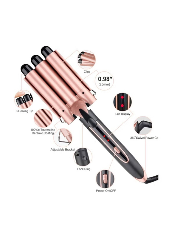 Arabest Double Anion Curling Iron Hair Curler Fast Heating Adjustable Temperature Hair Curling, Multicolour