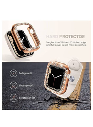 Protective PC Bling Diamond Crystal Frame Case Cover for Women Girl Series 7 41mm, 2 Pieces, Silver/Rose Gold