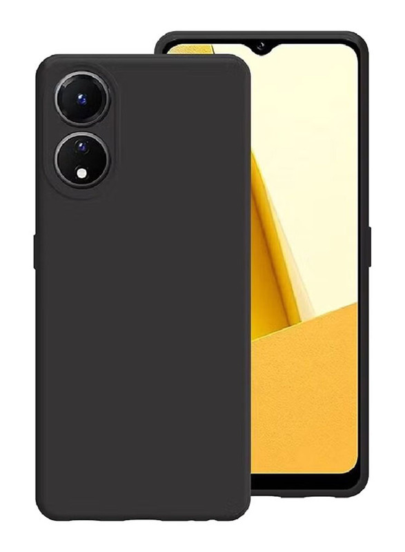 OPPO A78 5G/A58 5G/A58X Protective Shockproof Soft Liquid Silicone Gel Rubber Microfiber Lining Mobile Phone Case Cover, Black