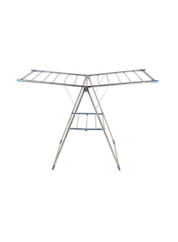 

Generic Foldable Laundry Drying Rack, Silver/Blue