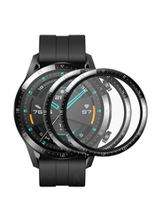 2-Piece 5D Full Curved Tempered Glass Screen Protector for Huawei Watch GT3 46mm, Clear/Black