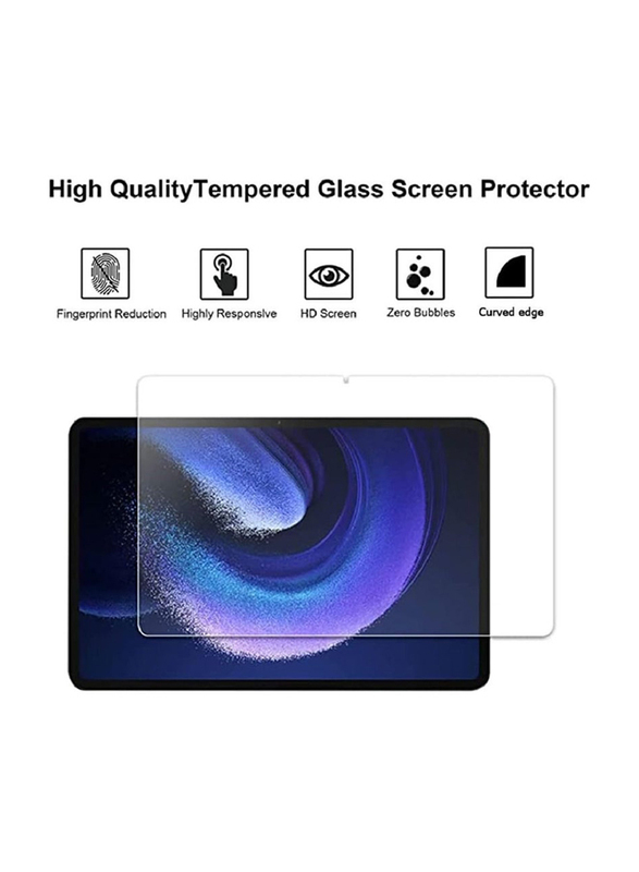 Dux Ducis Xiaomi Pad 6/Xiaomi Pad 6 Pro 2023 Premium PU Ultra Thin Smart Mobile Phone Case Cover with Tempered Glass Screen Protector, Black/Clear