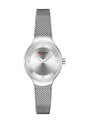 Curren Analog Watch for Women with Stainless Steel Band, Water Resistant, 9028, Silver