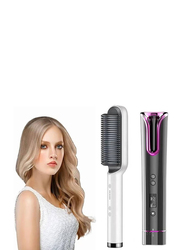 Electric Hot Comb Multifunctional Hair Straightener, 2 Piece, Black/White