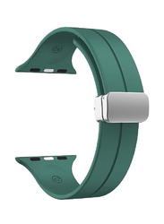 Perfii Replacement Soft Silicone Magnetic Buckle Sport Band for Apple Watch 42mm/44mm/45mm/49mm, Green