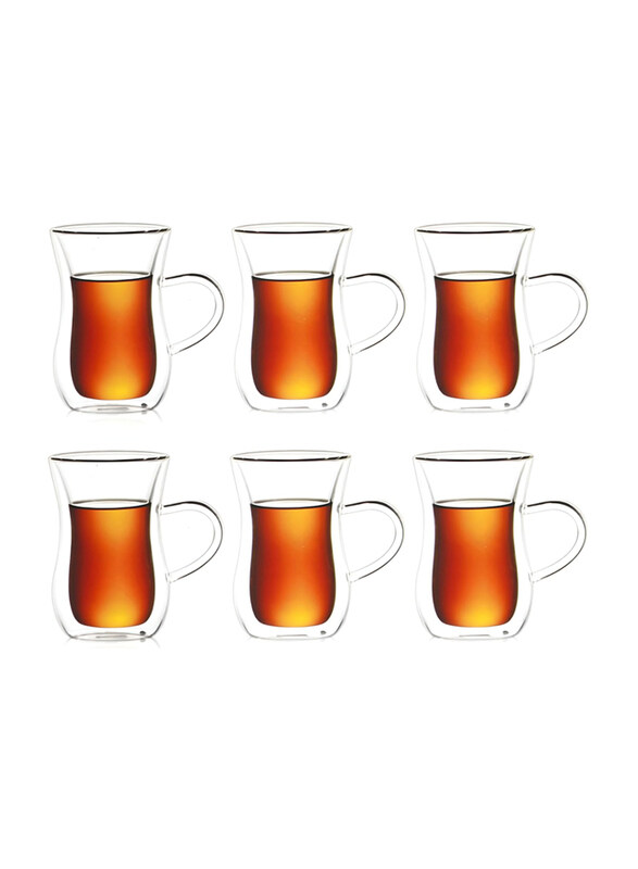 

Generic 150ml 6-Piece Set Turkish Double Wall Tea Cups, Clear