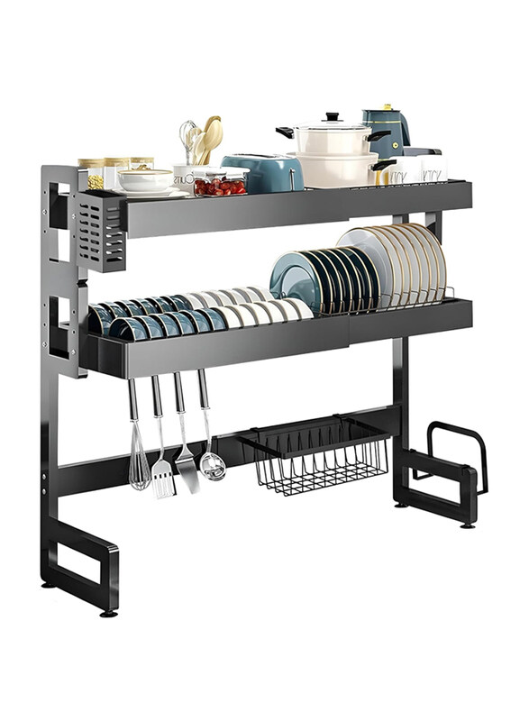 

Generic Plate Dish Drainer Kitchen Counter Storage Organizer, Black