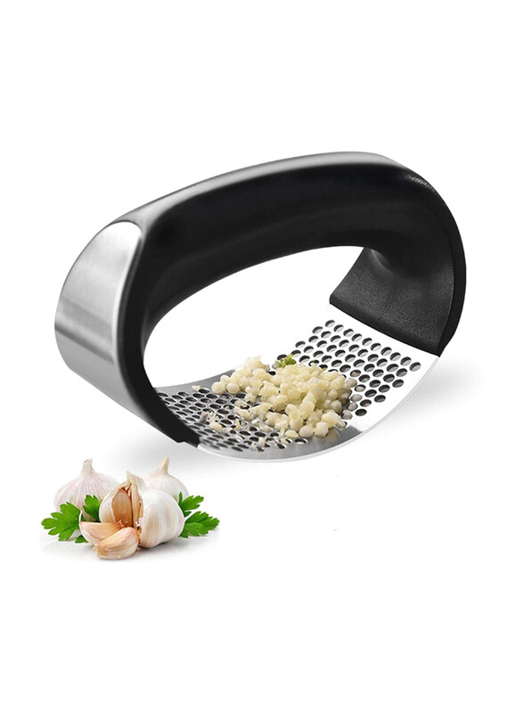 

Generic Stainless Steel Crusher and Rocker Garlic Press, Silver/Black