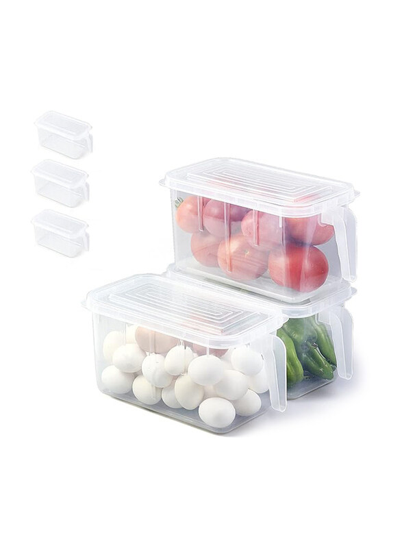 

Generic Large Plastic Kitchen Refrigerator Stackable Food Fruit Storage Containers with Handle, 3 Pieces, Clear