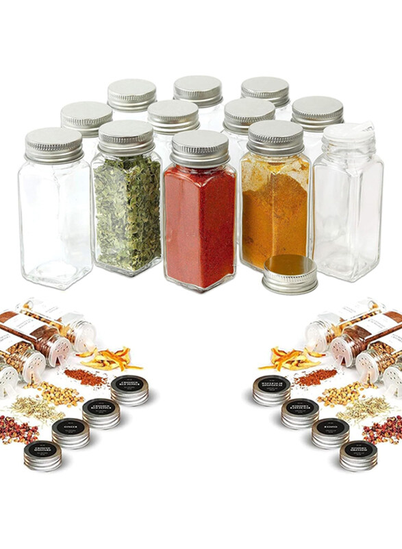 

Generic Glass Seasoning Spice Jars Bottles with Lids for Home Kitchen, 4 Oz, 16 Pieces, Clear/Silver