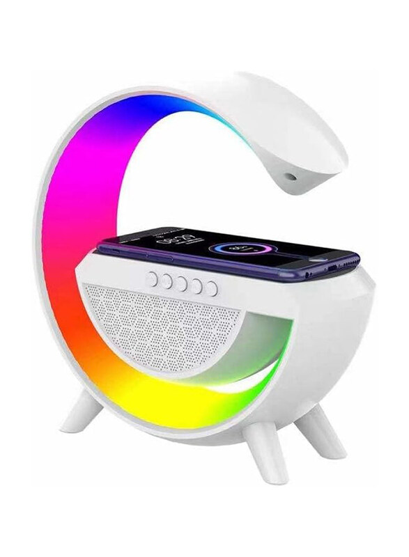 

Generic Reko Wireless Charger RGB Portable LED Atmosphere Lamp with Bluetooth Speaker Wireless Charger, White