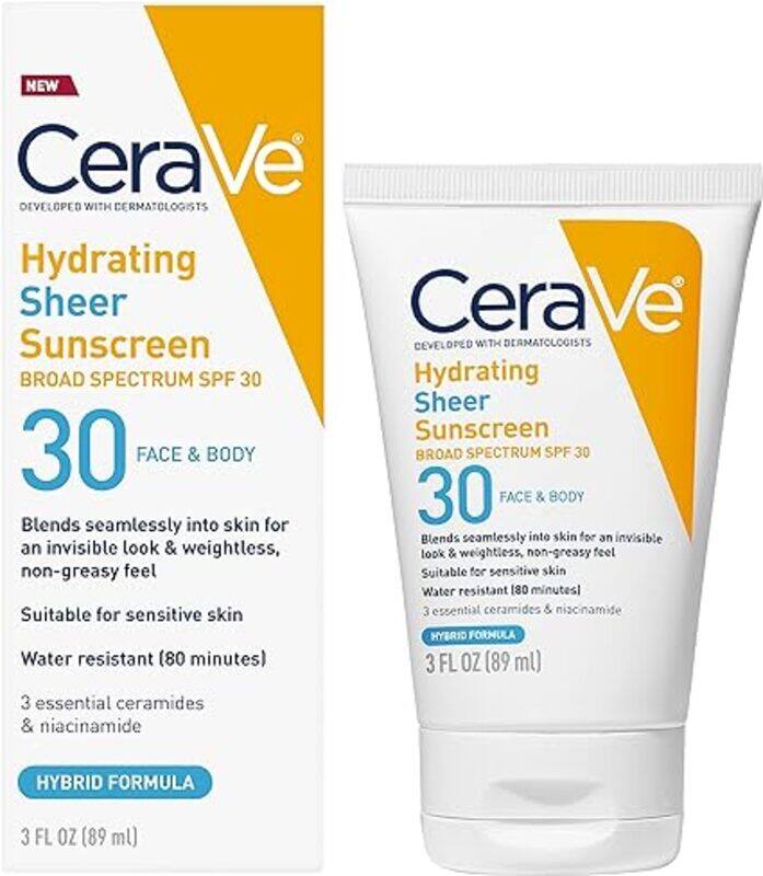 

Cerave Hydrating Sheer Sunscreen SPF 30. 89 ml