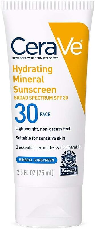 Cerave Hydrating Mineral Sunscreen SPF30. 2.5FL 75ml