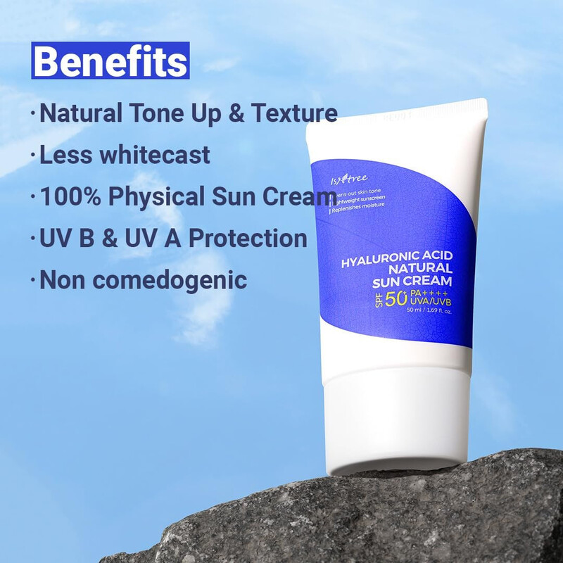 ISNTREE Hyaluronic Acid Natural SPF50+ UVA/UVB Sun Cream Blue 50ml