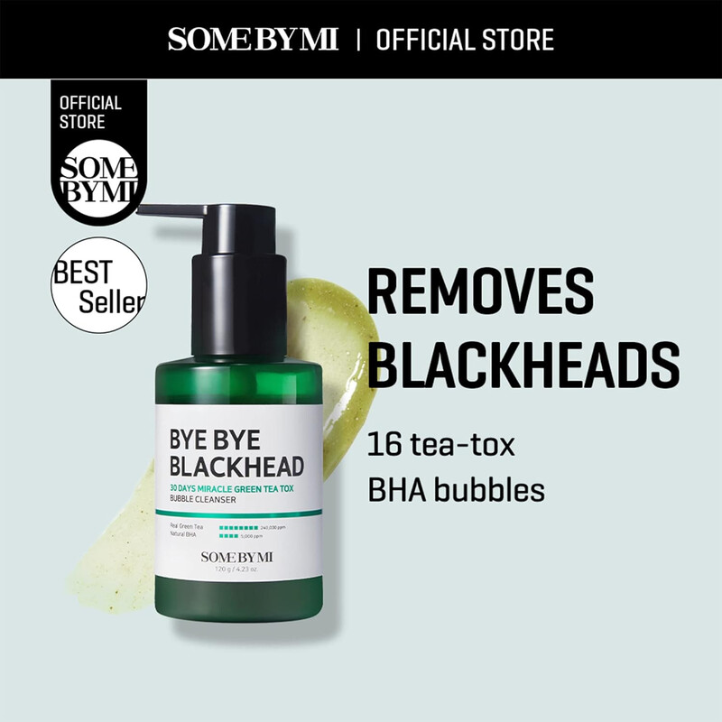 Some By Mi Bye Bye Blackhead 30 Days Miracle Green Tea Tox Bubble Cleanser  Korean Face Wash For Removing Blackhead Daily Pore Minimizer For Face Skin Texture  4.23 Oz, 120G