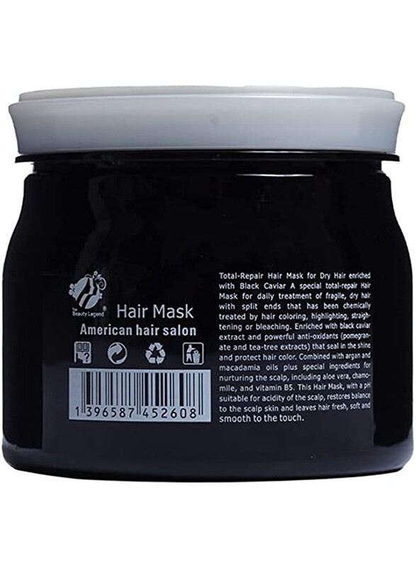 Black Caviar Hair Mask 600ml Intensive Care for Black Hair Enriched with Caviar Extract for Deep Nourishment and Strength Revitalizing Treatment for Lustrous, Healthy Hair