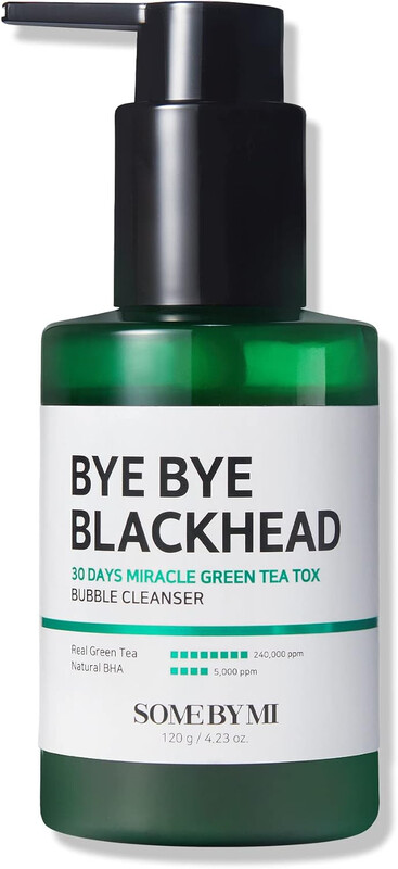 Some By Mi Bye Bye Blackhead 30 Days Miracle Green Tea Tox Bubble Cleanser  Korean Face Wash For Removing Blackhead Daily Pore Minimizer For Face Skin Texture  4.23 Oz, 120G