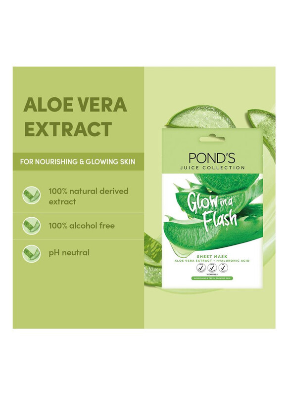 Ponds Juice Collection Glow Aloe Vera Extract an Hyaluronic Acid  Sheet Mask 20g