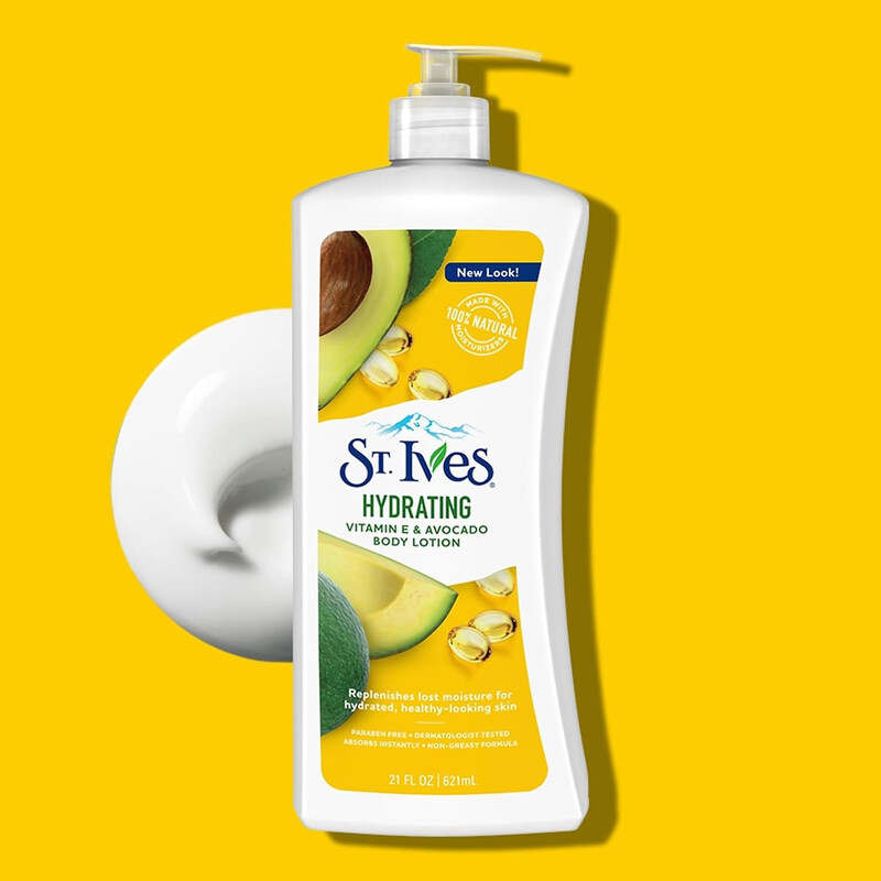 St. Ives Hydrating Body Lotion with Vitamin E & Avocado Organic Skin Renewing Lotion For Smooth & Supple Skin Deeply Hydrates & Nourishes Paraben-Free & Non-Greasy Dermatologically Tested 400ml