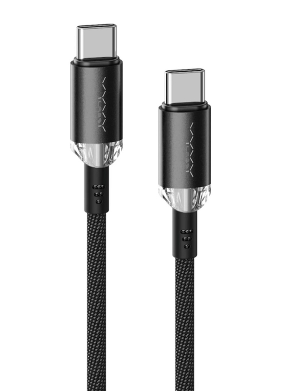 Vyvylabs Crystal Series 1-Meter USB Type-C Cable, USB Type-C to USB Type-C, Fast Charging Data Cable for Smartphones, Black
