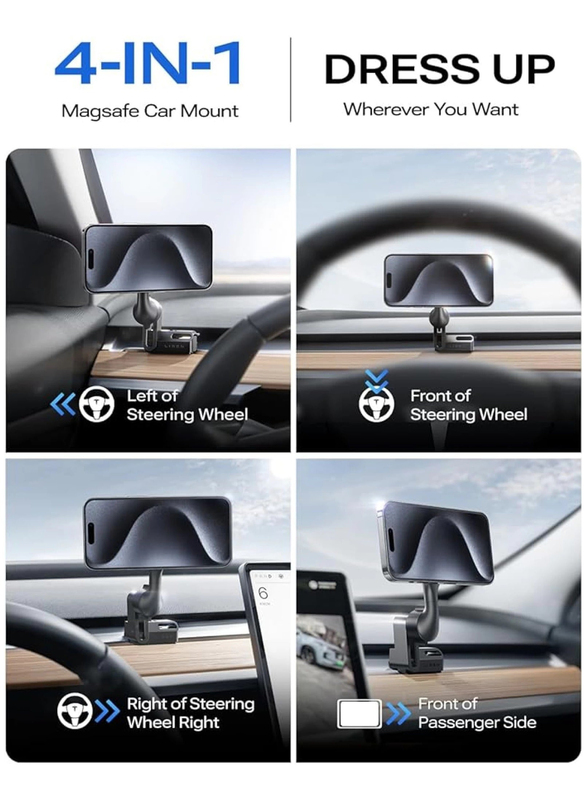 Lisen Universal Tesla Cars Phone Mount for MagSafe, Black