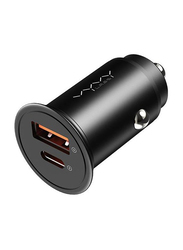 Vyvylabs Round Dot Dual Fast Charge Car Charger, Black